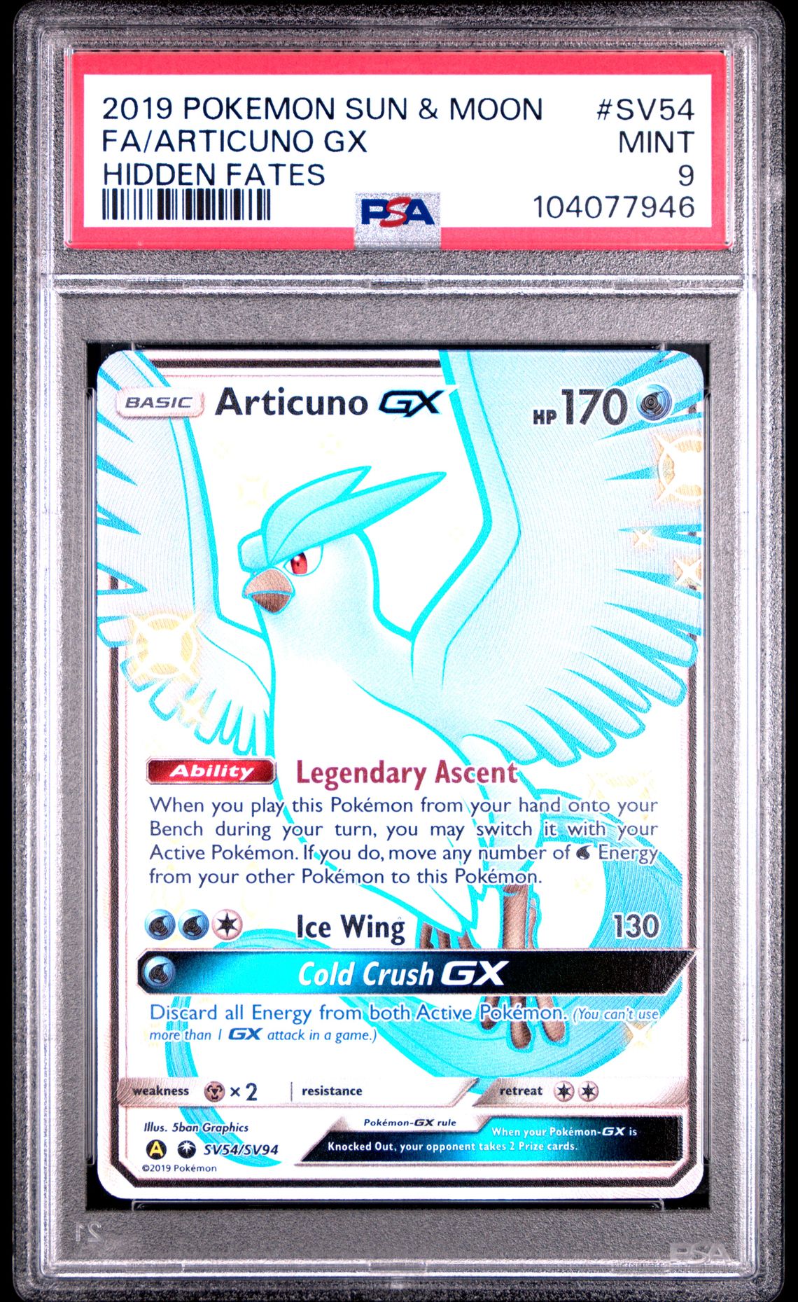 Articuno Gx #sv54 - [Graded PSA 9] Sun & Moon Hidden Fates Sv