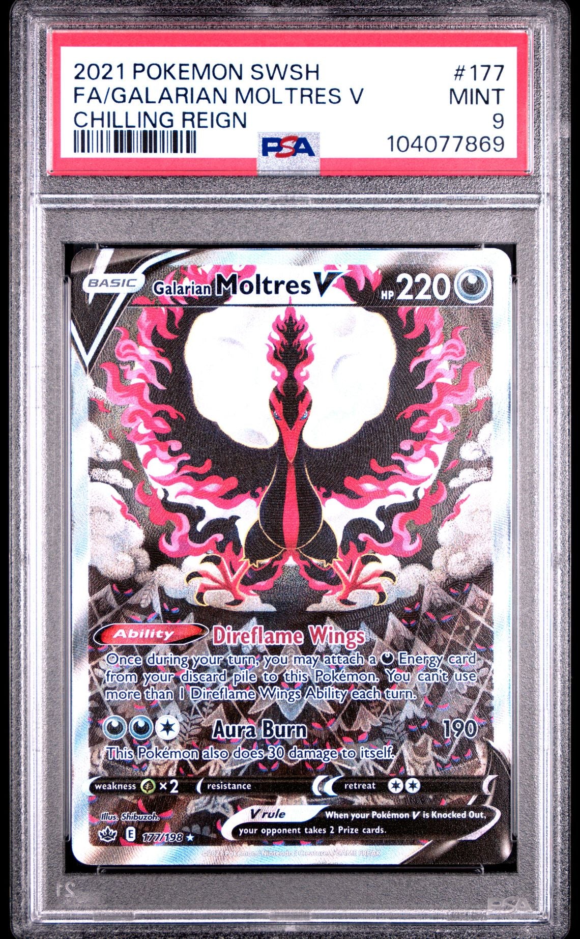 Galarian Moltres V #177 - [Graded PSA 9] Sword & Shield Chilling Reign