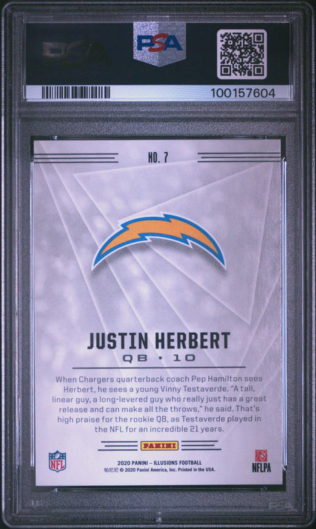 Justin Herbert 2020 Panini Illusions #7 Retail - [PSA Graded 9] - Back