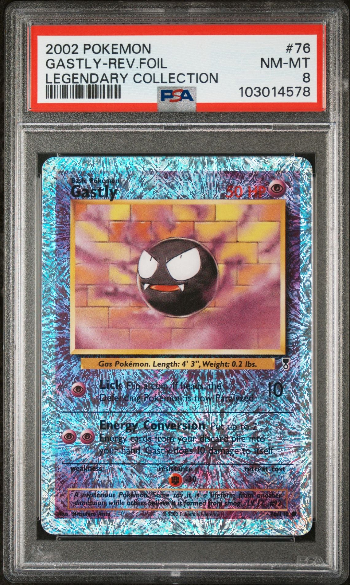 Gastly #76 - [Reverse Holo, Graded PSA 8] Legendary Collection