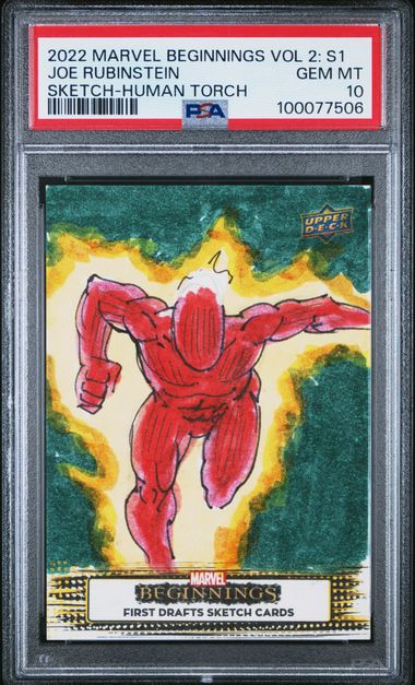 Series 1 First Draft Sketch Cards Human Torch Joe Rubinstein - [Graded PSA 10] 2022 Upper Deck Marvel Beginnings Volume 2