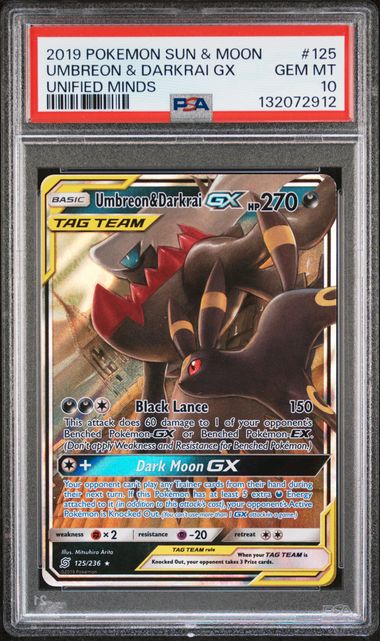 Umbreon & Darkrai GX #125 - [Graded PSA 10] SM - Unified Minds (SM11)