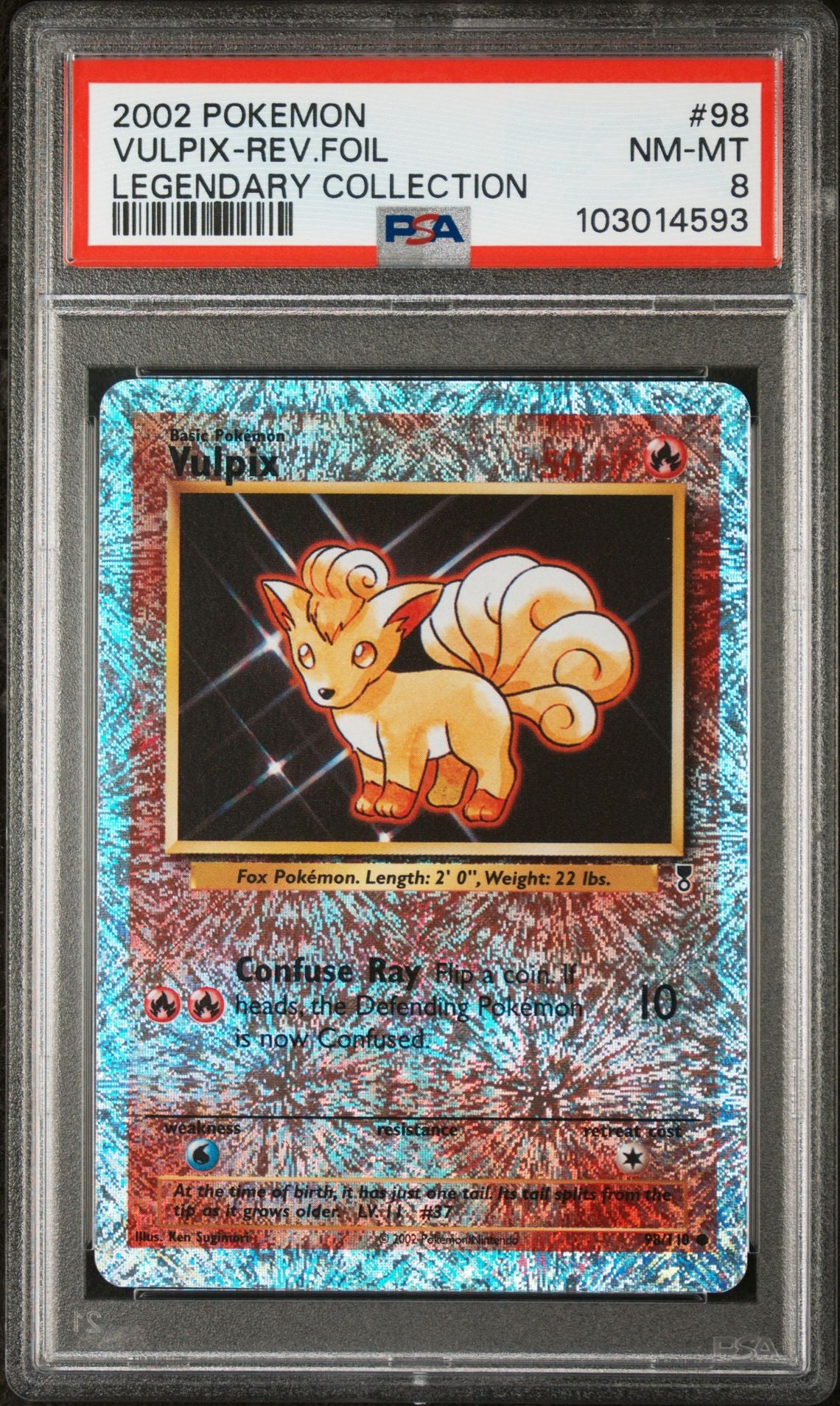 Vulpix #98 - [Reverse Holo, Graded PSA 8] Legendary Collection