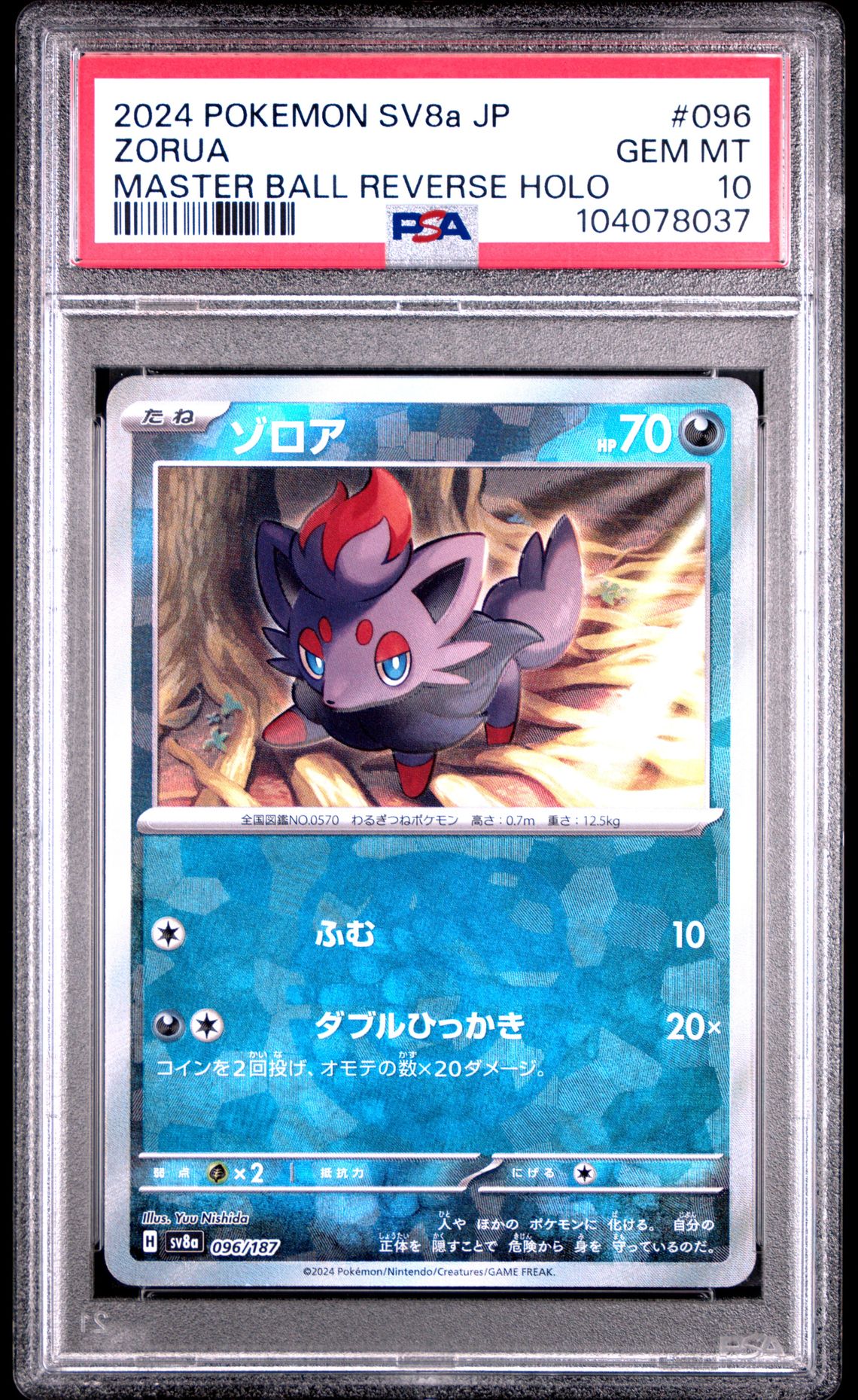 Zorua Master Ball Reverse Holo #096 - [Graded PSA 10] Japanese Terastal Festival (Sv8a)