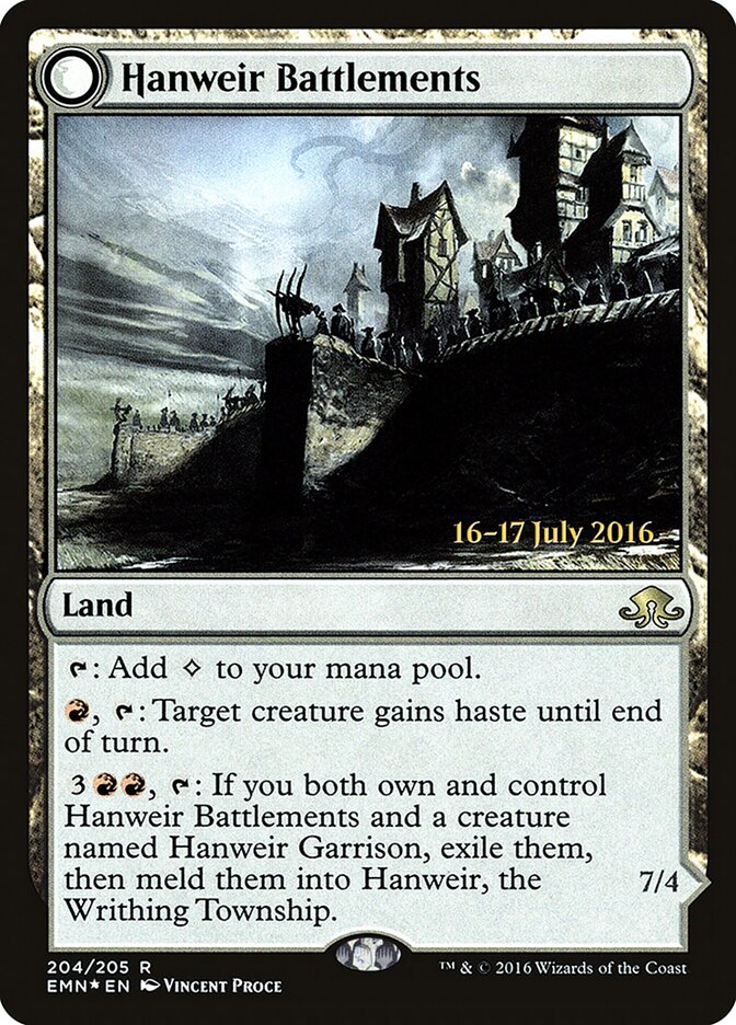 Hanweir Battlements // Hanweir, the Writhing Township (204s) - Eldritch Moon Promos (PEMN)