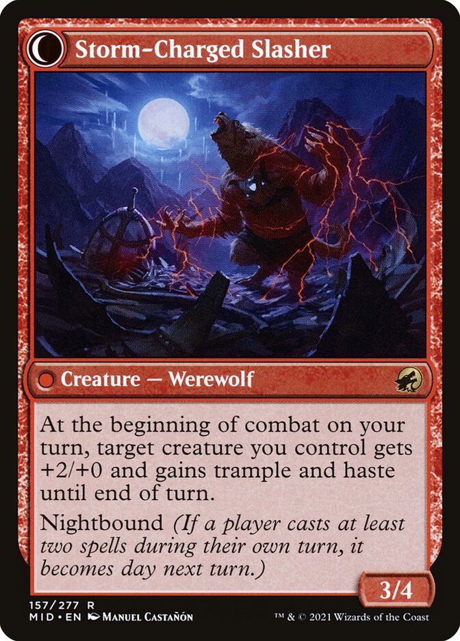 Reckless Stormseeker // Storm-Charged Slasher (157) - Innistrad: Midnight Hunt (MID)