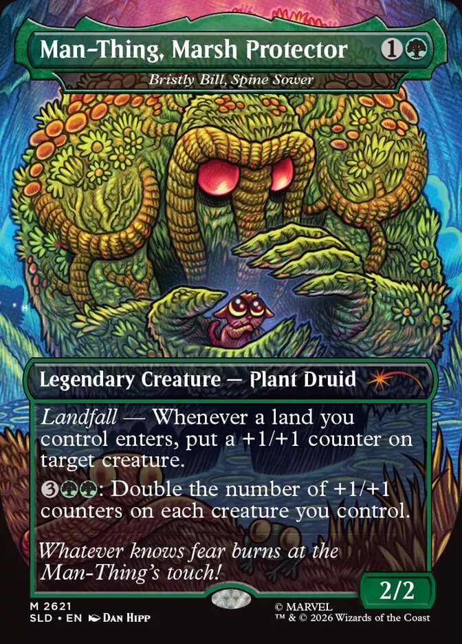 Man-Thing, Marsh Protector - Bristly Bill, Spine Sower (2621) - Secret Lair Drop (SLD)