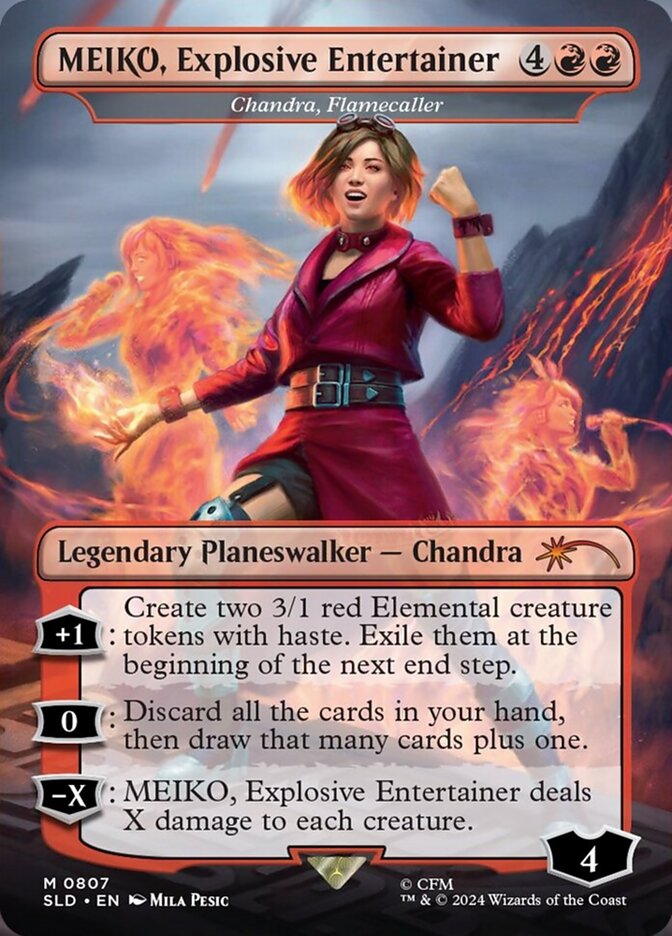 MEIKO, Explosive Entertainer - Chandra, Flamecaller (807) - Secret Lair Drop (SLD)