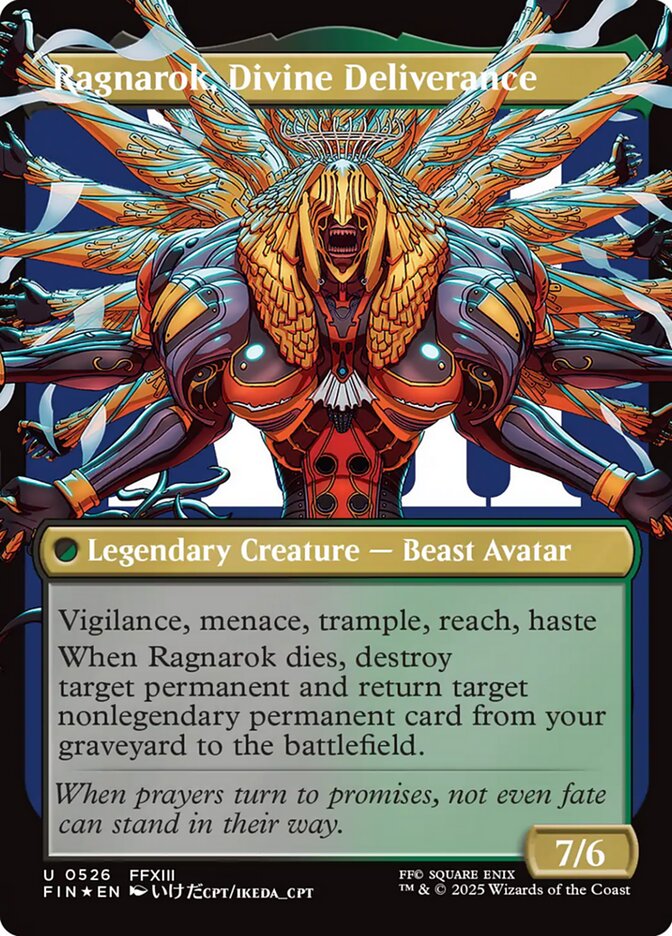 Ragnarok, Divine Deliverance // Vanille, Cheerful l'Cie (526b) - [Surge Foil, Borderless] Final Fantasy (FIN)