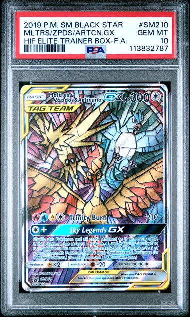 Moltres & Zapdos & Articuno Gx Hidden Fates Elite Trainer Box #210 - [Graded PSA 10] Sm Black Star Promo Sm