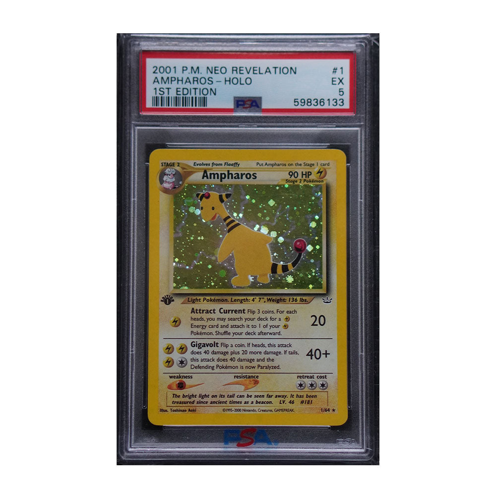 Ampharos [1st Edition, Holo, Graded PSA 5] - Neo Revelation (N3)