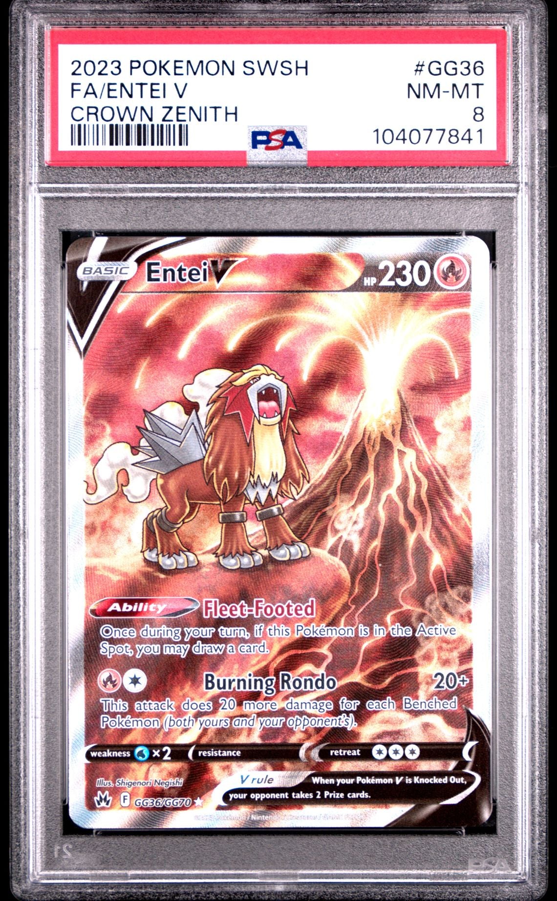 Entei V #GG36 - [Graded PSA 8] Sword And Shield Crown Zenith