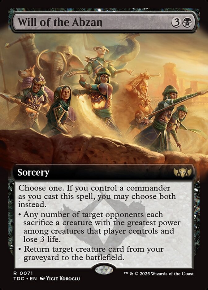 Will of the Abzan - [Extended Art] Tarkir: Dragonstorm Commander (TDC)