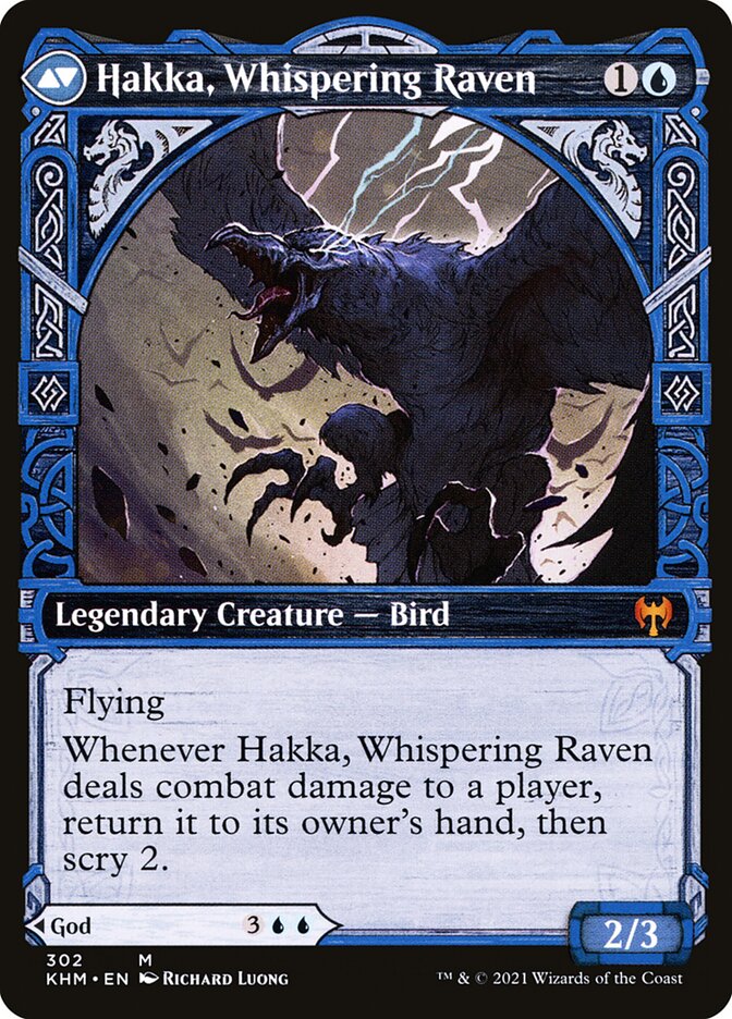 Alrund, God of the Cosmos // Hakka, Whispering Raven (302) - Kaldheim (KHM)