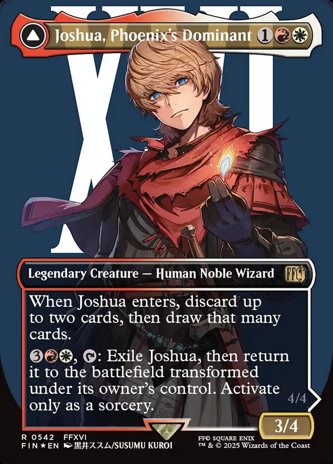 Joshua, Phoenix's Dominant // Phoenix, Warden of Fire (542) - [Surge Foil, Borderless] Final Fantasy (FIN)