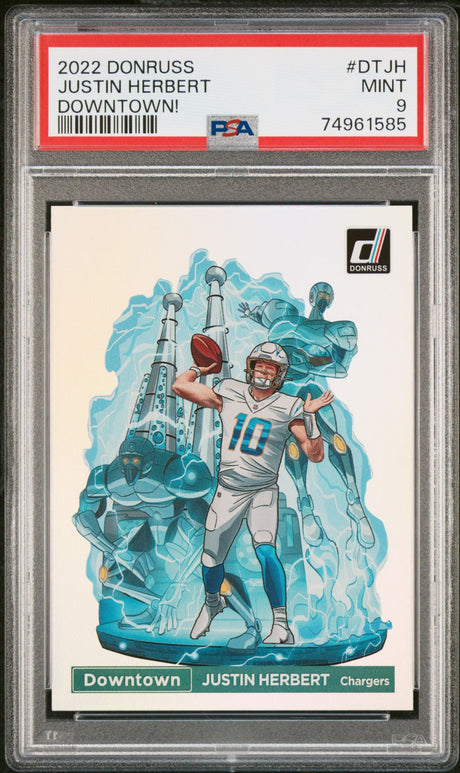 Justin Herbert 2022 Panini Donruss Downtown #DTJH - [PSA Graded 9] - Front