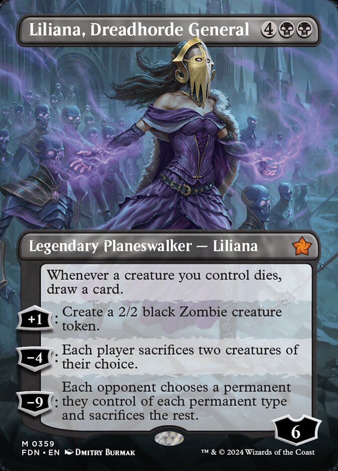Liliana, Dreadhorde General - [Foil, Borderless] Foundations (FDN)