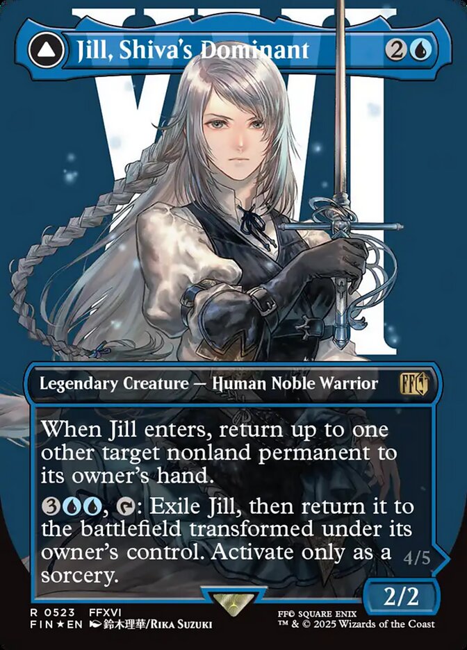 Jill, Shiva's Dominant // Shiva, Warden of Ice (523) - [Surge Foil, Borderless] Final Fantasy (FIN)