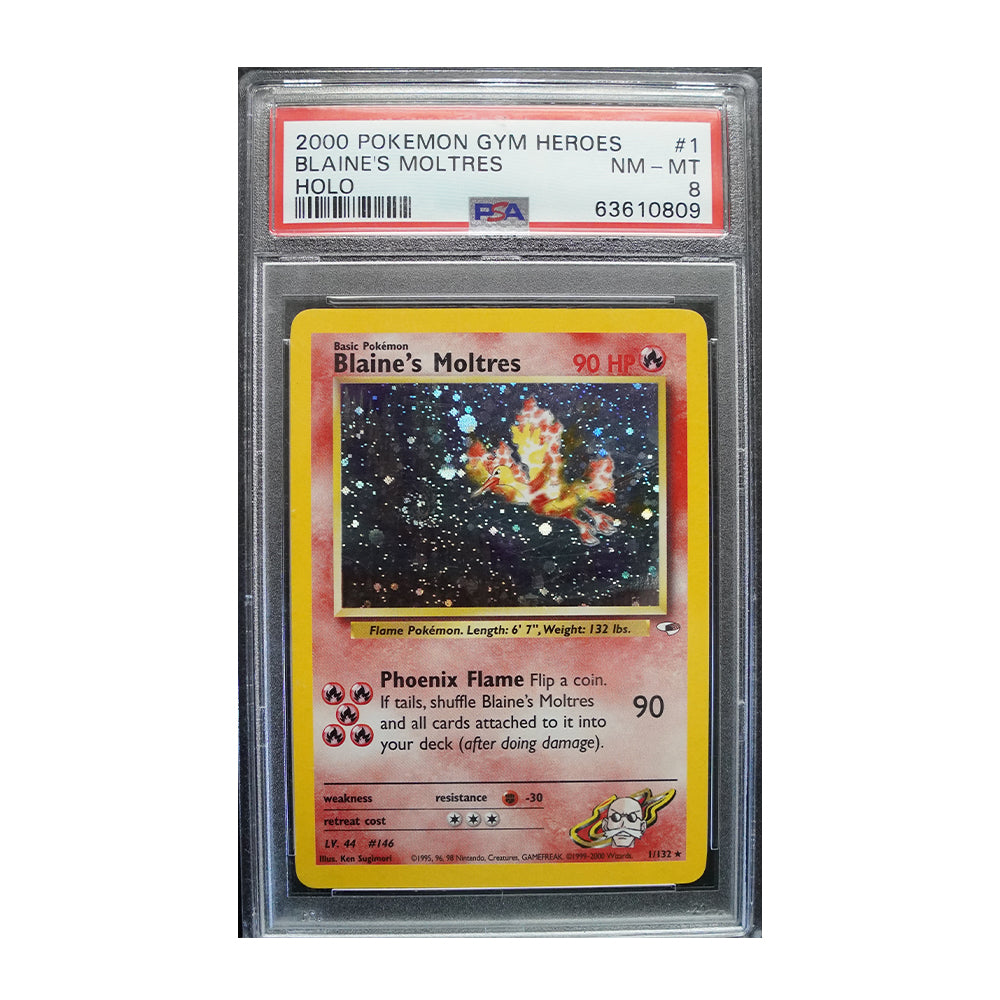 Blaine's Moltres [Holo, Graded PSA 8] - Gym Heroes (G1)