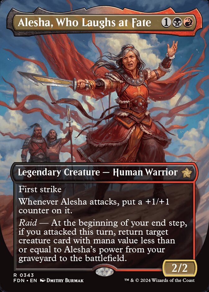 Alesha, Who Laughs at Fate - [Foil, Borderless] Foundations (FDN)
