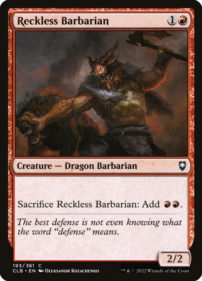 Reckless Barbarian (193) - Commander Legends: Battle for Baldur's Gate (CLB)