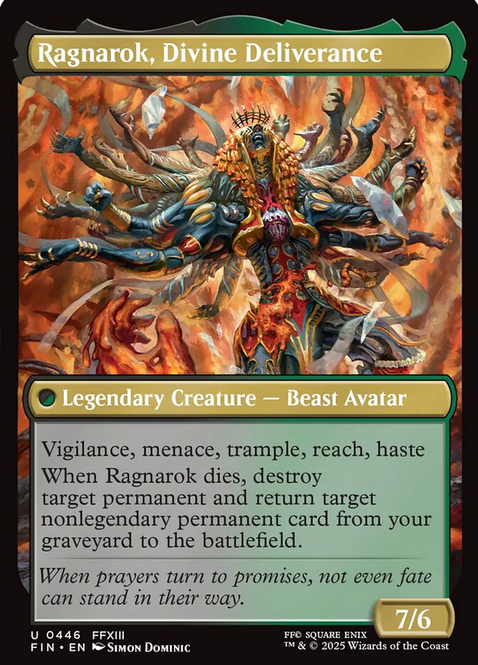 Ragnarok, Divine Deliverance // Vanille, Cheerful l'Cie (446b) - [Foil, Extended Art] Final Fantasy (FIN)