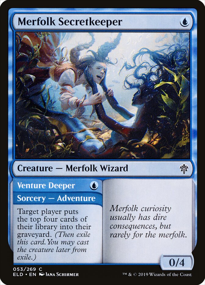 Merfolk Secretkeeper // Venture Deeper (53) - Throne of Eldraine (ELD)
