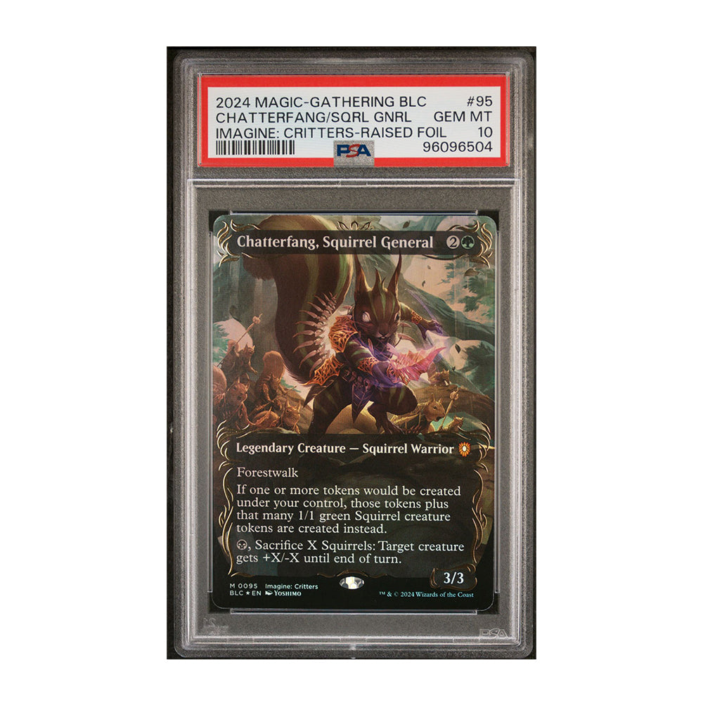 Chatterfang, Squirrel General - [Borderless Raised Foil, Graded PSA 10] Commander: Bloomburrow (BLC)