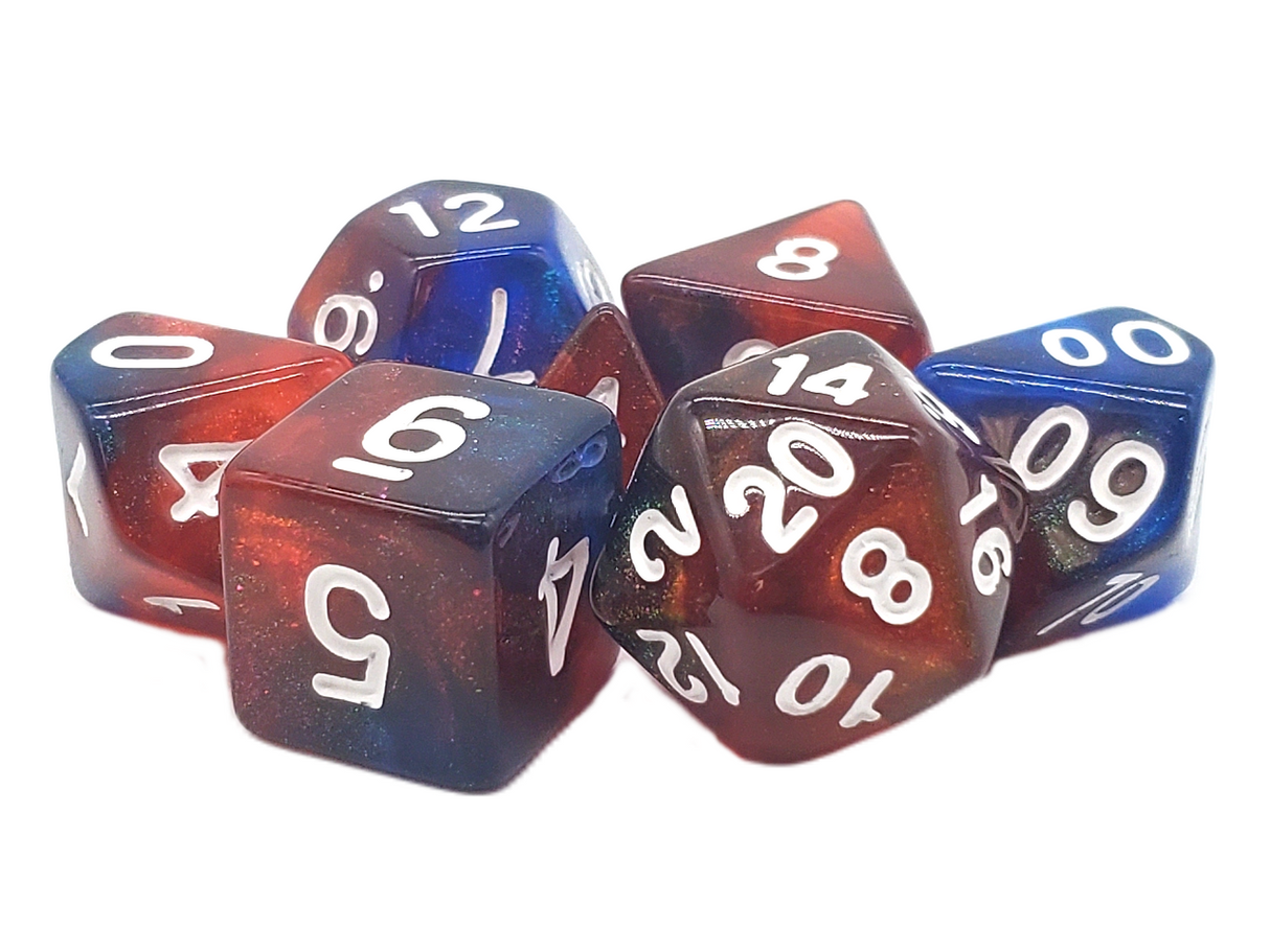 Old School 7 Piece DnD RPG Dice Set: Galaxy - Cosmic Blast