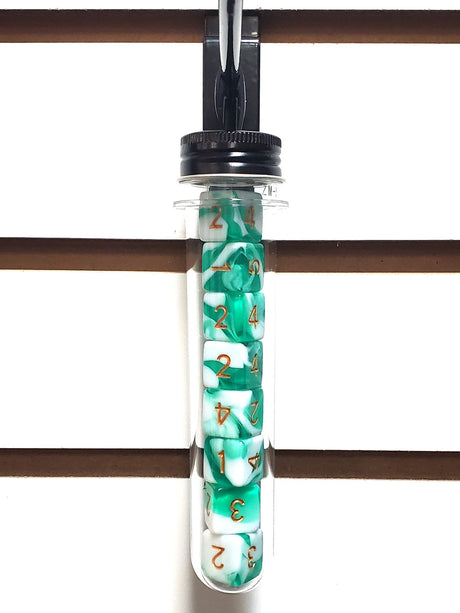 Old School Dice: D6 8-Piece Dice Set - Vorpal - Cyan & White w/ Gold