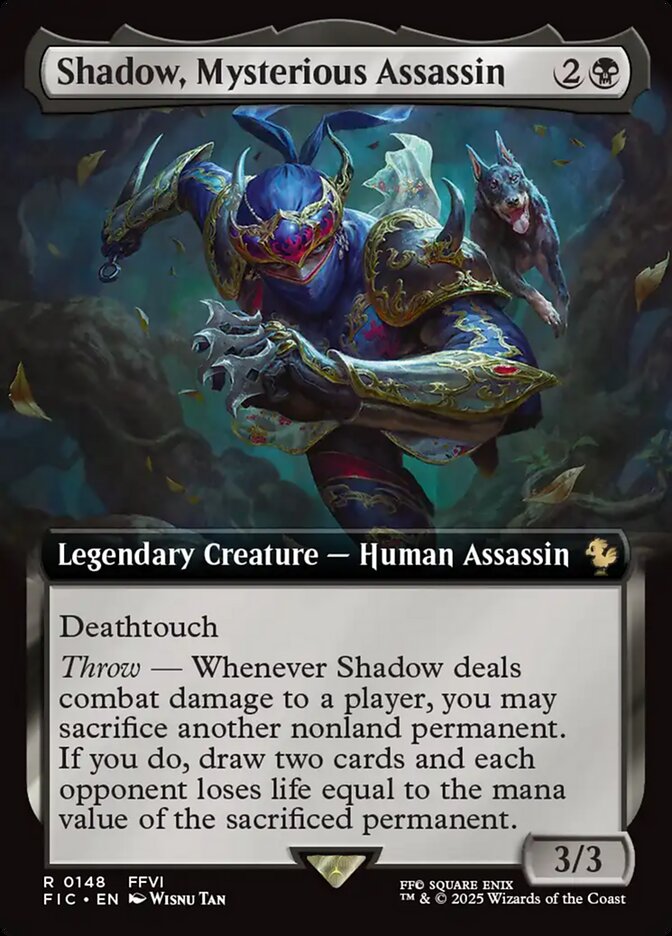 Shadow, Mysterious Assassin (148) - [Foil, Extended Art] Final Fantasy Commander (FIC)