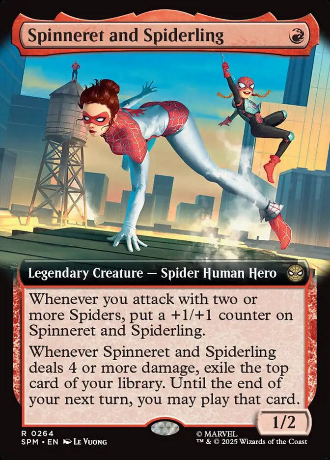 Spinneret and Spiderling (264) - [Foil, Extended Art] Marvel's Spider-Man (SPM)