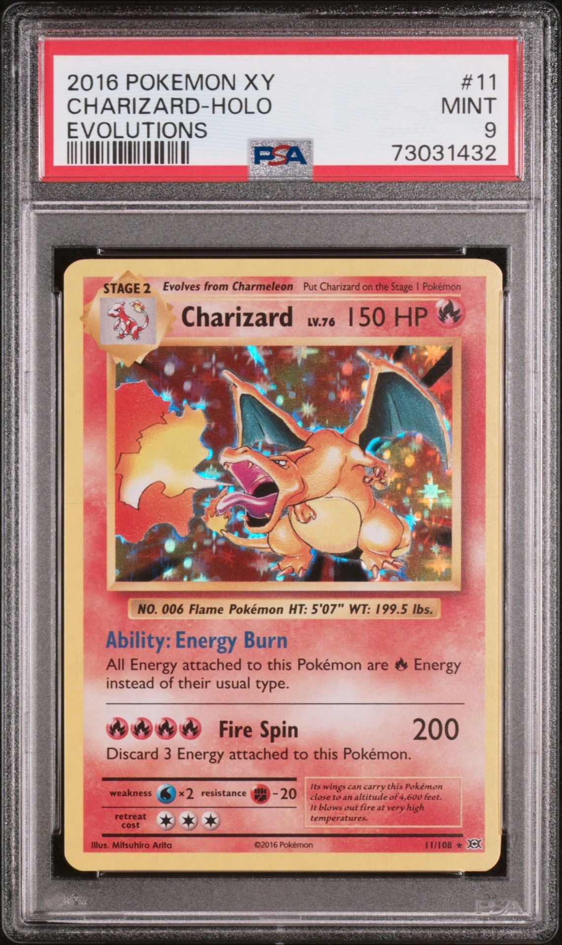 Charizard-Holo #11 - [PSA Graded 9] Evolutions - Front