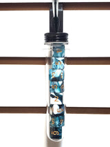 Old School Dice: D6 8-Piece Dice Set - Vorpal - Dark Blue & White w/ Gold