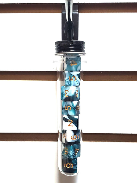 Old School Dice: D6 8-Piece Dice Set - Vorpal - Dark Blue & White w/ Gold