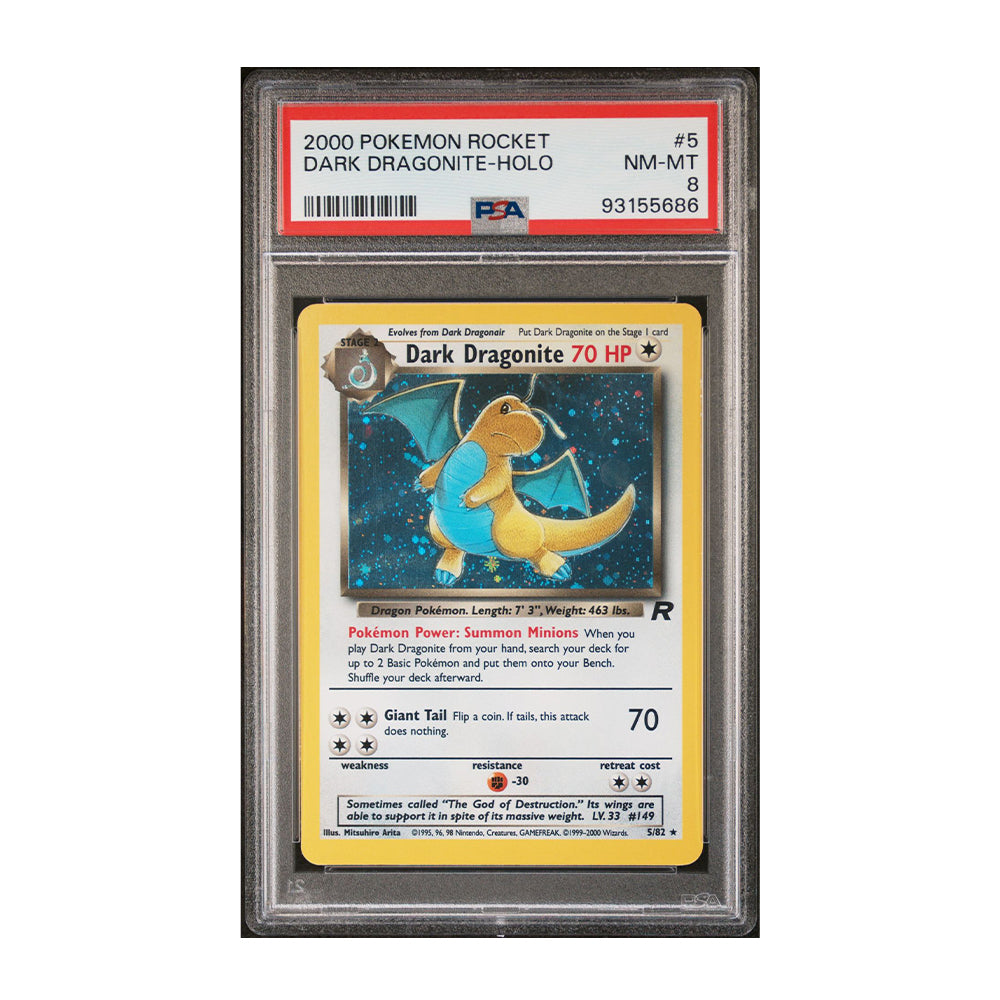 Dark Dragonite (5) - [Holo, Graded PSA 8] Team Rocket (TR)