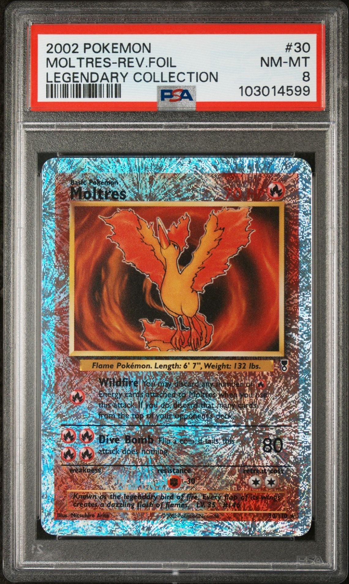 Moltres #30 - [Reverse Holo, Graded PSA 8] Legendary Collection