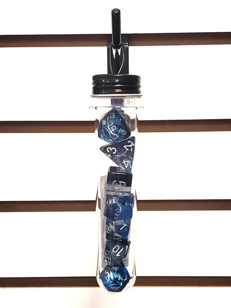 Old School 7 Piece DnD RPG Dice Set: Infused - Dragon Eye Blue