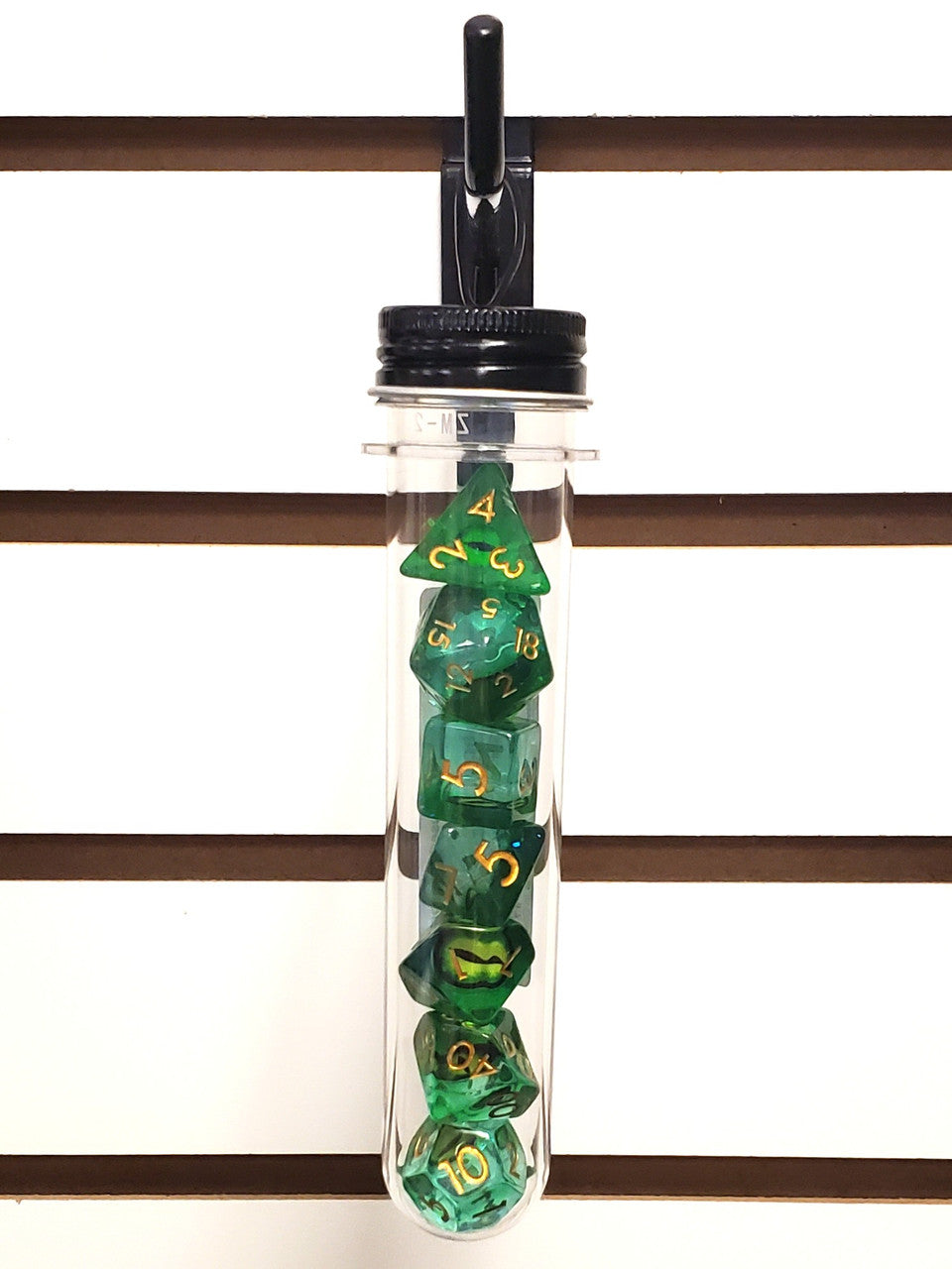 Old School 7 Piece DnD RPG Dice Set: Infused - Dragon Eye Green