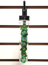 Old School 7 Piece DnD RPG Dice Set: Infused - Dragon Eye Green