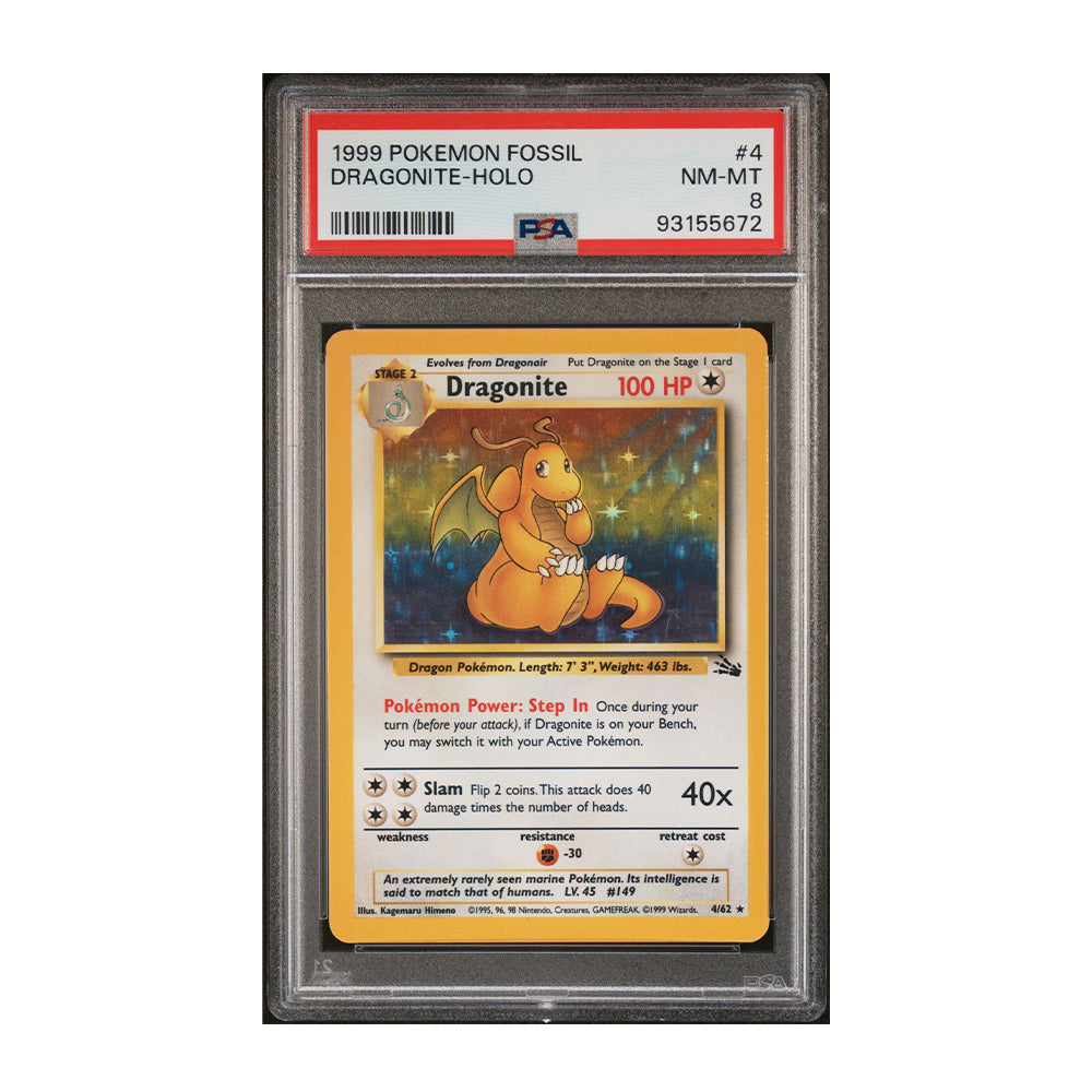 Dragonite (4) [Holo, Graded PSA 8] - Fossil (FO)