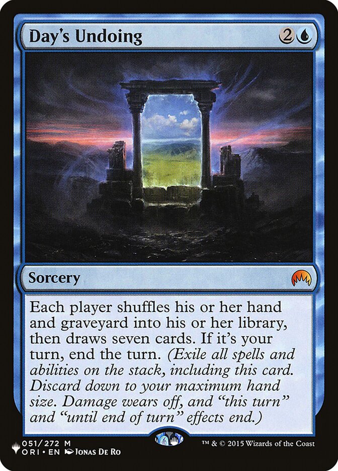 Day's Undoing (ORI-51) - The List (PLST)