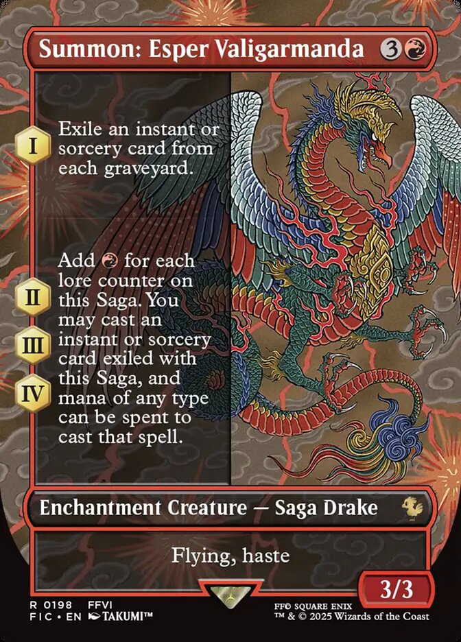 Summon: Esper Valigarmanda (198) - [Foil, Borderless] Final Fantasy Commander (FIC)