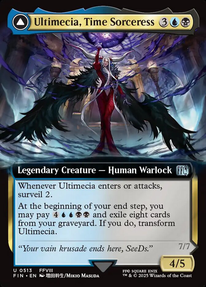 Ultimecia, Time Sorceress // Ultimecia, Omnipotent (513) - [Foil, Extended Art] Final Fantasy (FIN)