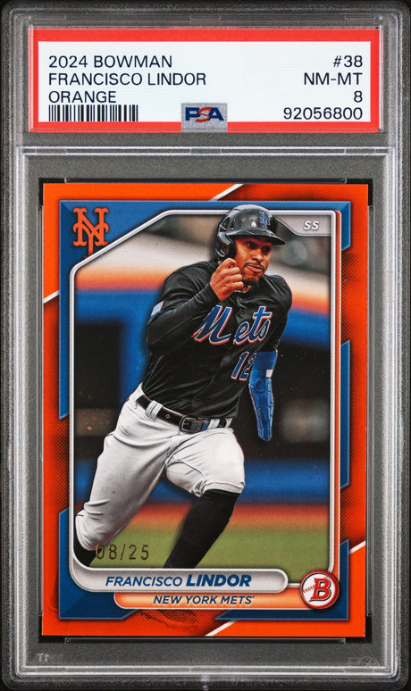Francisco Lindor 2024 Bowman #38 Orange - [PSA Graded 8] - Front