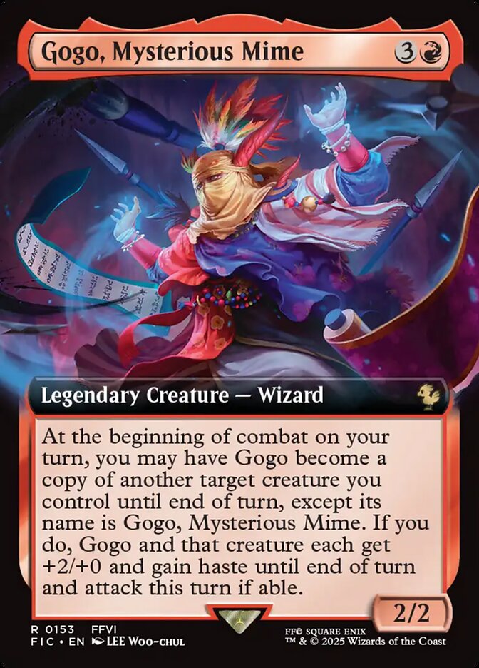 Gogo, Mysterious Mime (153) - [Foil, Extended Art] Final Fantasy Commander (FIC)