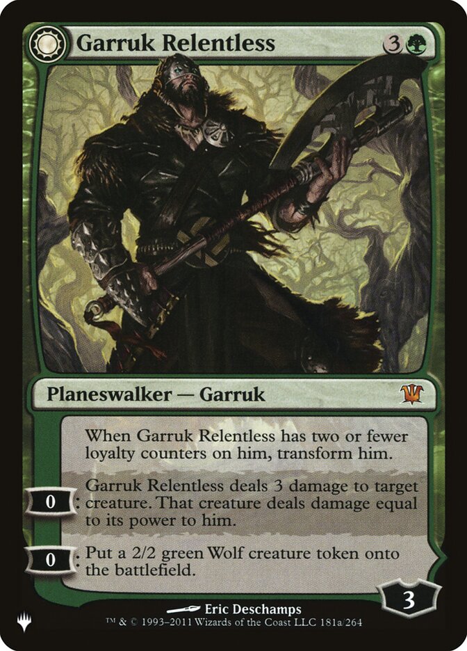 Garruk Relentless // Garruk, the Veil-Cursed (ISD-181) - The List (PLST)