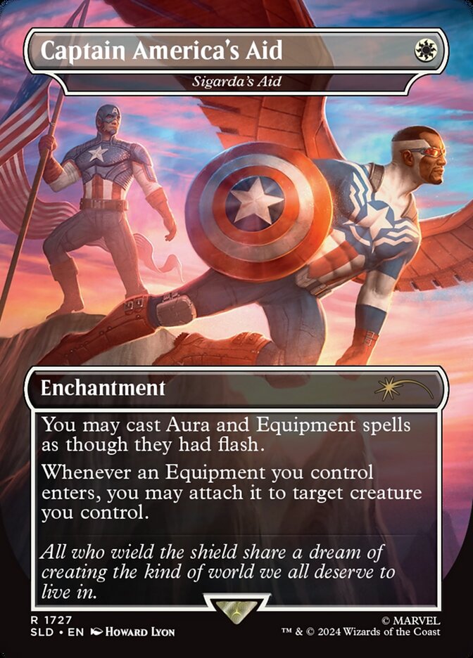 mtg 新品未開封 4セット SLD Captain America FOIL Captain America's Aid - Sigarda's Aid - [Foil, Borderless] Secret