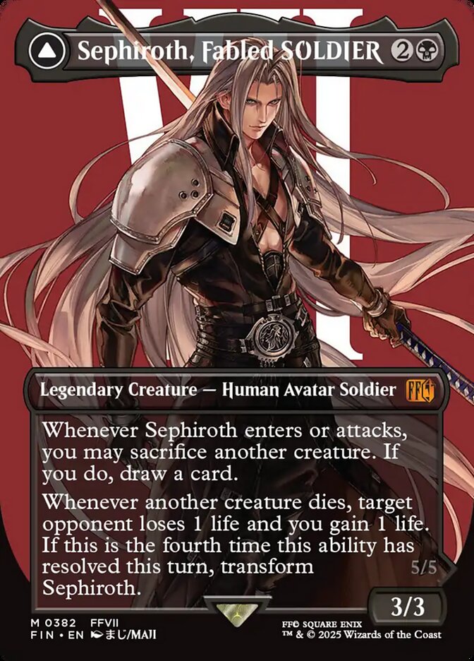 Sephiroth, Fabled SOLDIER // Sephiroth, One-Winged Angel (382) - [Foil, Borderless] Final Fantasy (FIN)