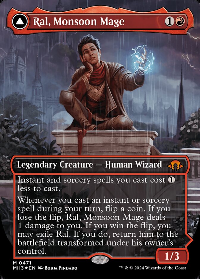 Ral, Monsoon Mage // Ral, Leyline Prodigy - [Textured Foil, Borderless] Modern Horizons 3 (MH3)